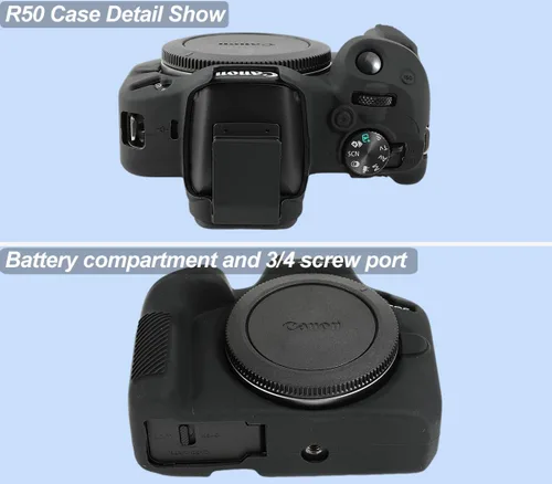 Miniatura 6 de Pocoukate Funda para cámara Canon EOS R50, funda protectora de silicona suave con protector de pantalla Accesorios para Canon EOS R50 Funda