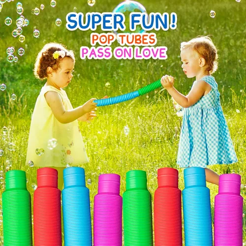 Miniatura 5 de Juguetes sensoriales Pop Tubes, juguetes sensoriales para niños y adultos, tubos multicolor para reventar (4 unidades)