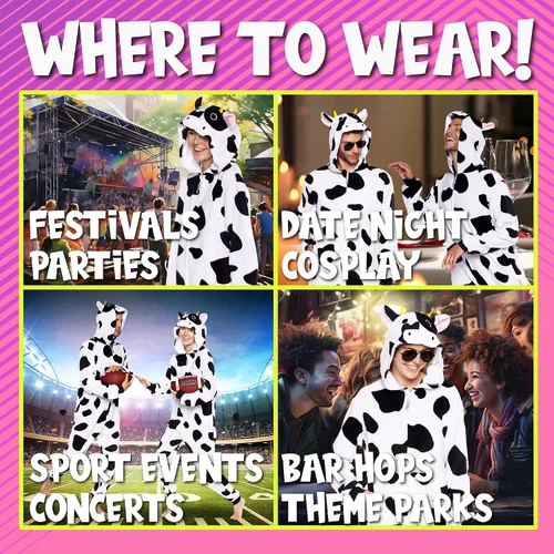 Miniatura 5 de Funziez! - Disfraz de animal de una pieza para adultos, diseño de felpa para Halloween, traje de cosplay de fruta para mujer y hombre