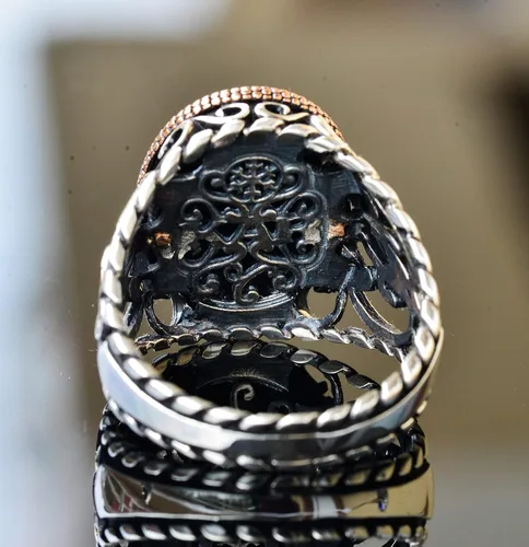 Miniatura 5 de Enigmatic Serpent 925K Sterling Silver Men's Gemstone Ring - Symbolic Power & Handcrafted Intricacy