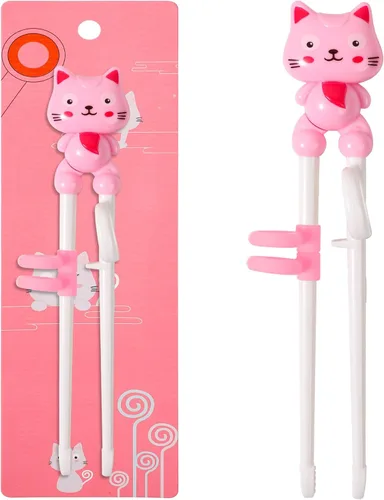 Palillos de entrenamiento para niños, con forma de animal linda, fácil de usar, palillos reutilizables de aprendizaje con entrenador acoplable para