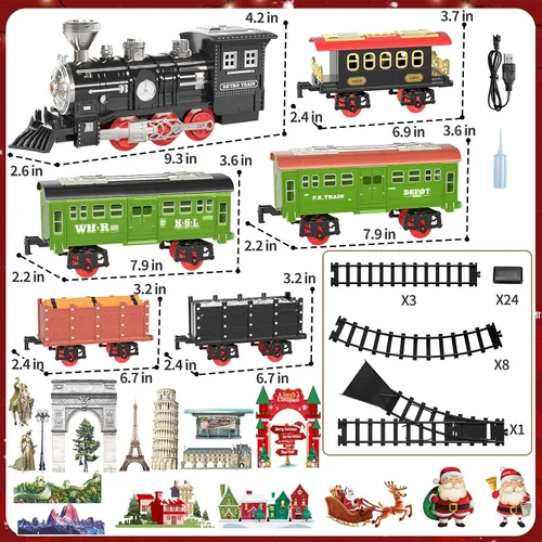 Miniatura 3 de NIPLOOOW Juego de tren grande para niños de 4 a 8 años, juguete de tren eléctrico con sonido realista, luces y humo para debajo del árbol