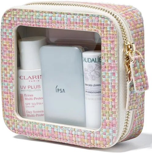 Popvibe Pequeña bolsa de cosméticos para bolso, mini bolsa de maquillaje, pequeña bolsa transparente, bonita funda de maquillaje de cuero,