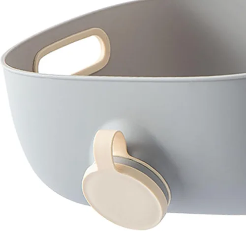 Miniatura 2 de Cesta de drenaje multiusos para frutas y verduras, colador de granos, filtro de lavado de arroz, accesorio de cocina, color blanco y gris