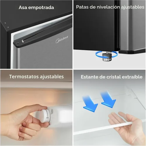 Miniatura 7 de Midea MERM33S1AST - Mini nevera compacta de 3.3 pies cúbicos con luz interna, termostato ajustable, puerta reversible, bajo ruido para dormitorio