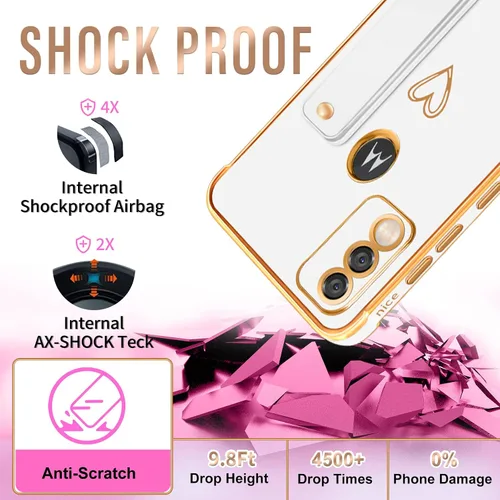 Miniatura 6 de Likiyami Funda 3 en 1 para Motorola Moto G Pure 2021 con diseño de corazón para mujeres y niñas, bonita, de lujo, bonita con soporte, funda estética