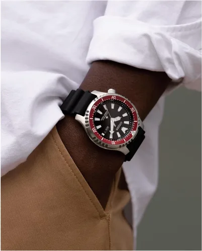 Miniatura 4 de Citizen Reloj Promaster Sea automático con correa de poliuretano para hombre, 3 manecillas, fecha y fecha, bisel giratorio, cristal de zafiro