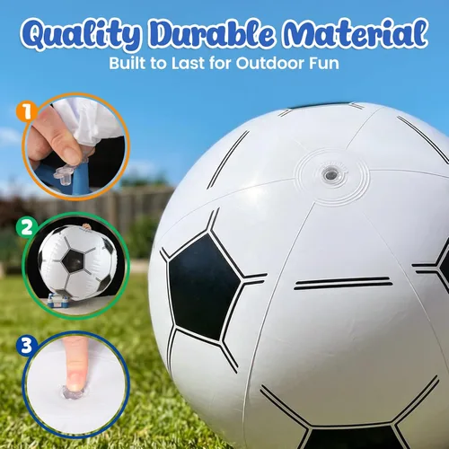 Miniatura 3 de Shindel Balón de fútbol inflable gigante de 27 pulgadas, decoración de fiesta temática de fútbol y juegos de piscina en la playa, resistente sin BPA