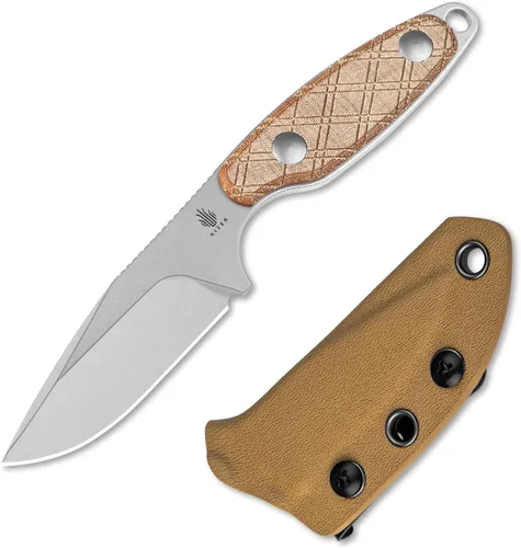 Kizer Muskrat Cuchillo de hoja fija, 3.15 pulgadas 154CM cuchillo de cuello con patrón de rombos mango de micarta de hoja fija EDC cuchillos para