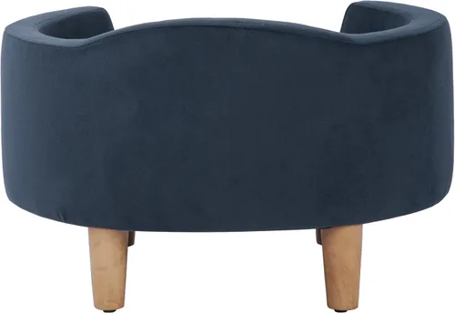 Miniatura 7 de HomePop Cama tapizada curvada para mascotas - Cama redonda de lujo para gatos y perros, muebles de terciopelo azul para mascotas