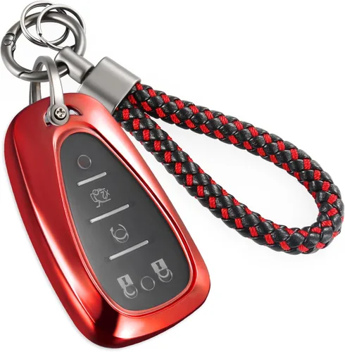 Miniatura 49 de Funda para llavero GMC con llavero de cuerda trenzada de metal antipérdida, exquisita funda suave para Tahoe Acadia Terrain Yukon Yukon XL Silverado