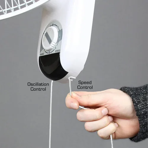 Miniatura 5 de Hurricane Ventilador de pared oscilante clásico de 16 pulgadas con 3 ajustes de velocidad, color blanco