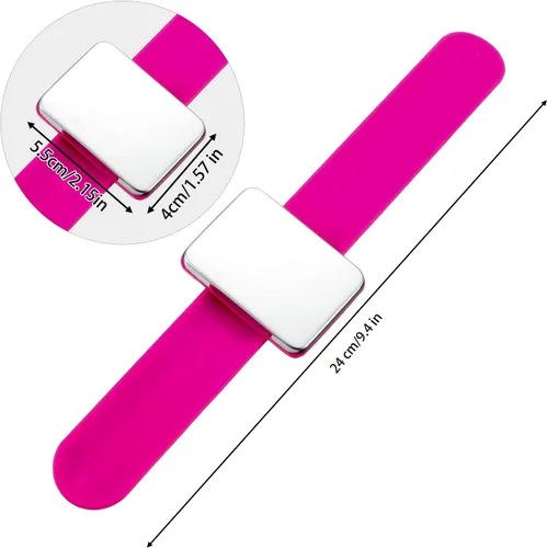 Miniatura 7 de 2 piezas de alfiler magnético para costura, soporte magnético para acolchar, pasadores de costura, pinzas para el cabello con bolsa de franela, Rosa