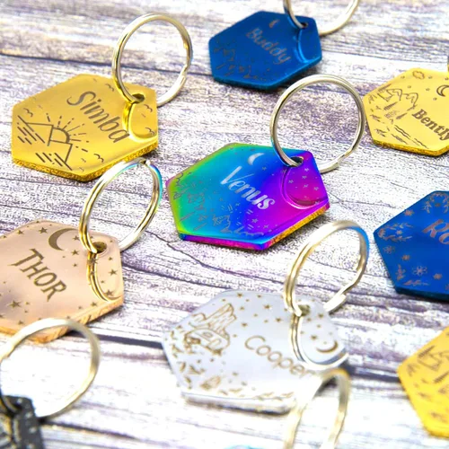 Miniatura 3 de Etiqueta de perro personalizada con 5 líneas de identificación de mascota grabada en profundidad en acero inoxidable duradero con nombre