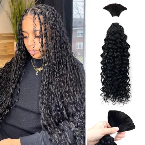 Miniatura 32 de Liqusee Cabello Humano para Trenzar 3.53 oz Un Paquete 14 Pulgadas Negro Natural Ondulado Rizado a Granel Cabello Humano para Trenzar Sin Trama 100%