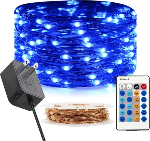 Miniatura 16 de RUICHEN Cadena de luces LED de alambre de cobre regulable de 33 pies, 100 luces LED enchufables con control remoto, blanco cálido