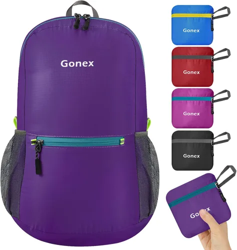 Miniatura 10 de Gonex Mochila Ultraligera Plegable de 20L, Práctica, Plegable para Camping, Viajes al Aire Libre, Ciclismo, Mochila Escolar Rojo