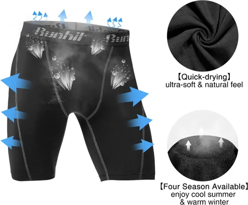 Miniatura 3 de Runhit - Pantalones cortos deportivos de compresión para hombre, de elastano para correr y entrenar