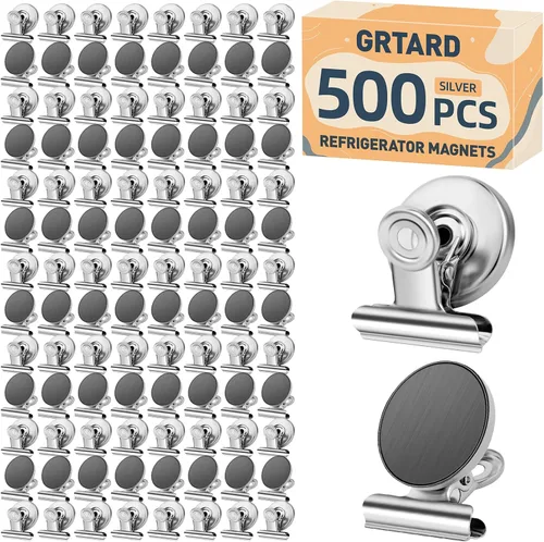 Miniatura 31 de Grtard Paquete de 12 clips magnéticos, imanes de nevera, clips magnéticos fuertes resistentes, clip magnético para pizarra blanca para oficina, Negro
