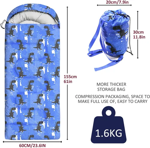 Miniatura 2 de Sacos de dormir para niños - Sacos de dormir para acampar con bolsa de transporte - Saco de dormir compacto para senderismo, mochilero para 3