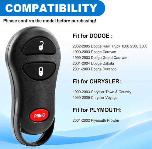 Miniatura 3 de Llavero para Dodge: llave de coche para Chrysler Town & Country 1999-2003, Dodge Ram Truck 1500 2500 2002-2005, Dodge Caravan 1999-2003, Dodge Grand