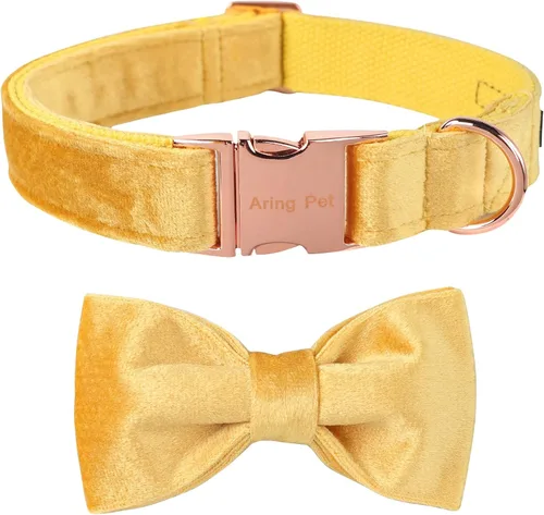 Miniatura 24 de ARING PET Collar de perro con corbatín, collares de terciopelo para perros con corbatín extraíble, collar de lazo ajustable para perros hembras