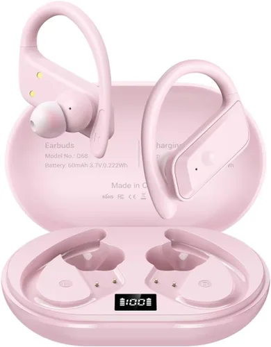 Miniatura 11 de Auriculares inalámbricos Bluetooth 5.4, auriculares deportivos de 53 horas de reproducción con pantalla LED, auriculares sobre la oreja, micrófono