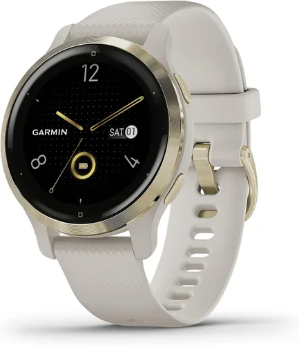 Garmin Venu 2S, reloj inteligente GPS de tamaño más pequeño con funciones avanzadas de monitoreo de salud y fitness, bisel dorado claro con caja Oro