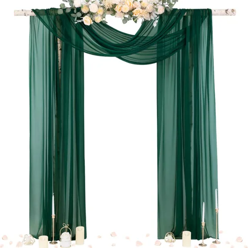 Miniatura 11 de Socomi Tela Transparente de Terracota para Decoración de Bodas Otoñales, Tela de Drapeado 29" x 20 Pies, 1 Panel, Cortina para Arco Exterior