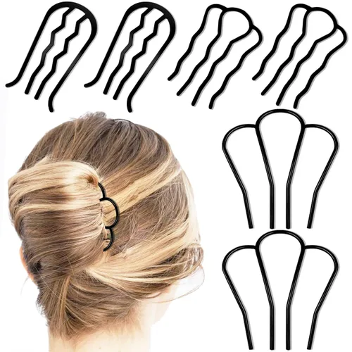 6 piezas de peines laterales de metal y horquillas en forma de U, para peinados de moño vintage, accesorios para el cabello (4 estilos)