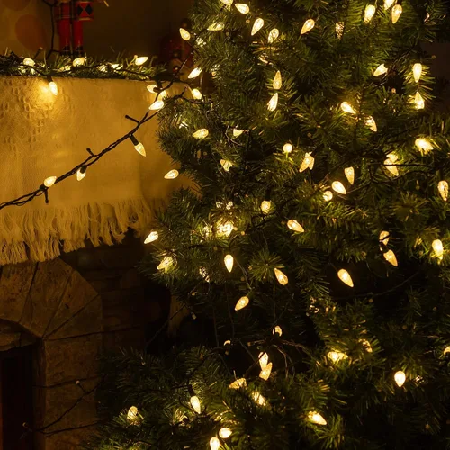 Miniatura 3 de Dazzle Bright C6 - Tira de luces de Navidad, 200 luces LED de 66 pies, impermeables, conectables con temporizador, 8 modos de luces de Navidad