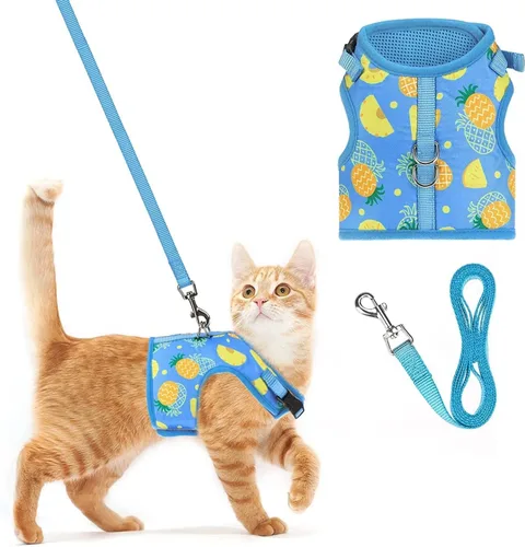 Miniatura 8 de PUPTECK Juego de arnés y correa de malla suave para gatos, arnés acolchado para mascotas, a prueba de escape, para gatos, perros pequeños, conejos