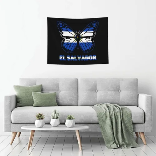 Miniatura 5 de Póster de tapiz de bandera de El Salvador de mariposa de 29 x 37 pulgadas, decoración del hogar, decoración para colgar en la pared, dormitorio