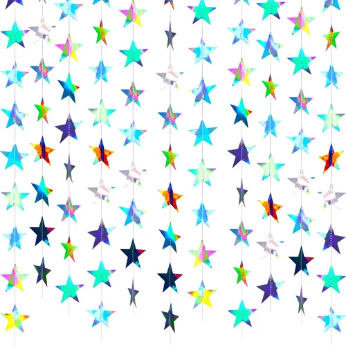 Miniatura 16 de Patelai Guirnalda de estrellas con purpurina 2026, decoración de graduación de 130 pies, pancarta colgante de estrella para fiesta, cumpleaños