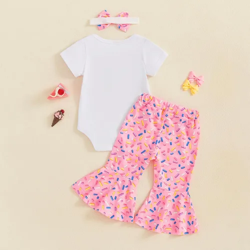 Miniatura 18 de Conjunto de ropa de cumpleaños para bebé niña pequeña, camiseta de manga larga, pantalones de campana, diadema