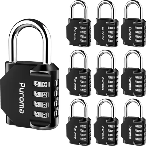 Miniatura 41 de Puroma Paquete de 2 Candado de Combinación para Casillero de 4 Dígitos al Aire Libre Impermeable para Escuela, Gimnasio, Deportes, Cerca, Caja