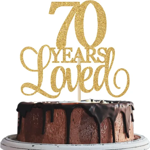 Decoración para tartas de 70 años de amor, con texto en inglés "Cheers to 70 Years", decoración para tarta de cumpleaños de 70 años, 70 aniversario