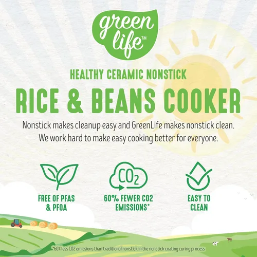 Miniatura 4 de GreenLife Olla Digital para Arroz y Frijoles, 2 Tazas Sin Cocinar/4 Tazas Cocidas, Olla de Cerámica Antiadherente Extraíble Libre de PFAS