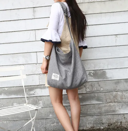 Miniatura 43 de Covelin - Bolsa de hombro informal de lona para mujer, estilo bohemio y retro, bolsa de mano, bolso cruzado, tamaño grande