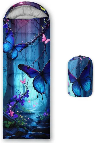 Miniatura 15 de AILONEN Saco de dormir de campamento con escamas de sirena para adultos y adolescentes, ligero y resistente al agua, 3 estaciones, clima cálido