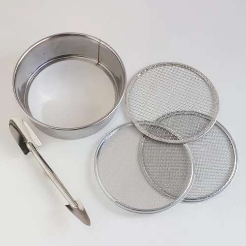 Miniatura 7 de Wazakura Juego de macetas de acero inoxidable con 3 piezas de tamiz de tierra y cuchara de tierra, 3 tamaños de filtro de malla intercambiables, kit