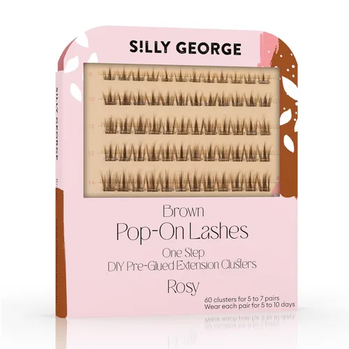 Miniatura 13 de Silly George - Pestañas Pop-On - Extensiones de pestañas falsas pre-pegadas DIY de 1 paso, aspecto natural, negras - rosadas, juego de 5-7 pares