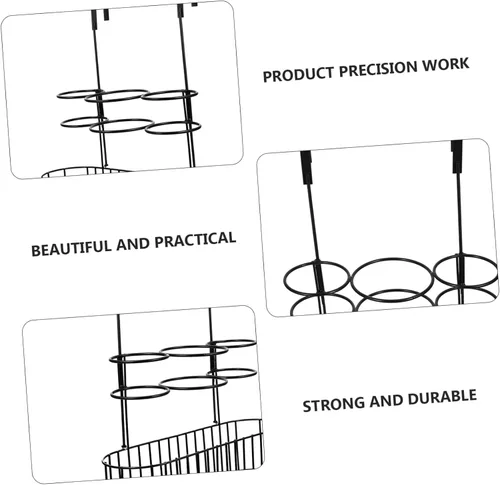 Miniatura 2 de Housoutil Soporte para secador de pelo, soporte para soplador de pelo de metal, organizador de despensa para colgar sobre la puerta, soporte