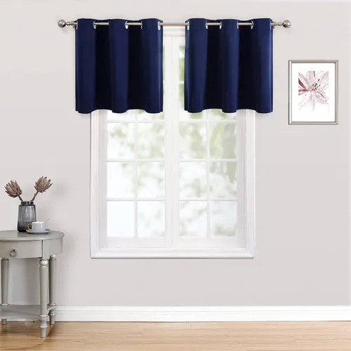 Miniatura 109 de ChrisDowa - Cortinas de cenefa pequeñas para cocina, cortinas cortas con ojales y aislamiento térmico para oscurecer la sala y habitación