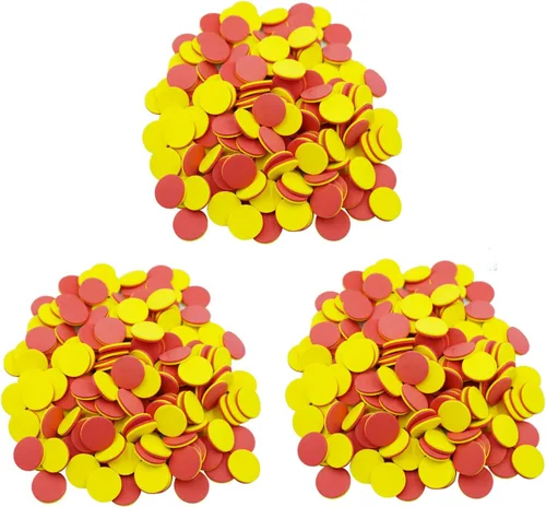 DNB Contadores de espuma de 2 colores, contadores matemáticos de doble cara rojo-amarillo de 1 pulgada, fichas de conteo de aprendizaje temprano,