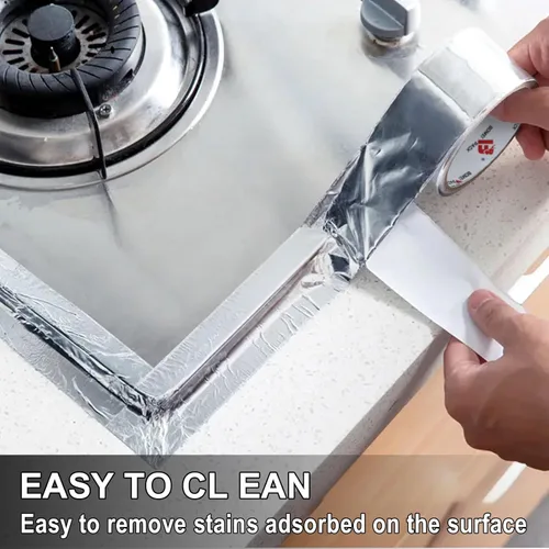 Miniatura 5 de BOMEI PACK Cinta de lámina de aluminio, cinta de conducto de metal resistente, cinta plateada de alta temperatura, perfecta para sellar y reparar