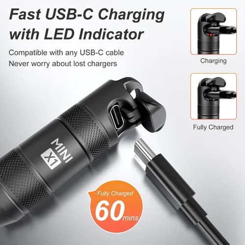 Miniatura 4 de EDC - Mini linternas LED de alto lúmenes, llavero de bolsillo, linterna de activación magnética, linterna pequeña recargable, batería de larga