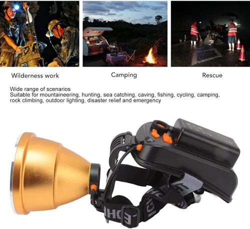 Miniatura 3 de Topyond Faro LED de alta potencia, linterna recargable USB de alto brillo, impermeable, linterna de foco al aire libre, para caza, camping