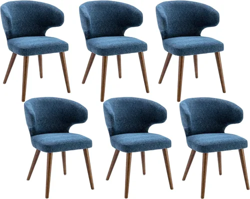 Miniatura 11 de VESCASA Juego de 2 sillas de comedor modernas de felpilla con patas de madera, sillas laterales tapizadas con respaldo curvado para comedor/sala