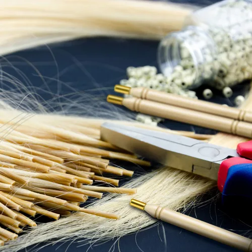 Miniatura 6 de Chinco Paquete de 10 herramientas de gancho de madera para extensión de cabello, herramienta de gancho para tirar y dispositivo de cuentas